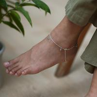 Sterling silver charm anklet, 'Elephant Procession' - Elephant-Themed Sterling Silver Charm Anklet from Bali