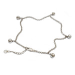 Cultured pearl charm anklet, 'Ocean Treasures' - Sterling Silver Anklet with Cultured Pearl Charms from Bali