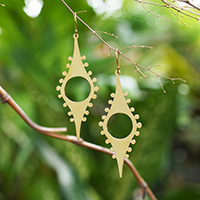 Gold-plated dangle earrings, 'Abstract Delight' - Openwork Modern 18k Gold-Plated Dangle Earrings from Bali