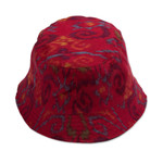 Ikat bucket hat, 'Cerise Denpasar' - Ikat-Patterned Cerise 100% Cotton Bucket Hat Made in Bali