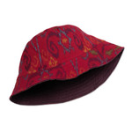 Ikat bucket hat, 'Cerise Denpasar' - Ikat-Patterned Cerise 100% Cotton Bucket Hat Made in Bali