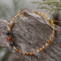 Chalcedony and amethyst beaded bracelet, 'Balanced Mind' - Adjustable Golden Chalcedony and Amethyst Beaded Bracelet