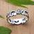Blue topaz single stone ring, 'Bloomsday' - Blue Topaz Silver Single Stone Ring with Leaf Designs