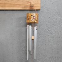 Bamboo wind chime, 'Melodious Petals' - Bamboo and Aluminum Wind Chime with Handmade Floral Motifs