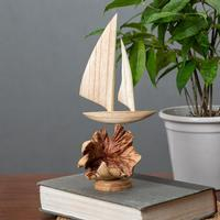 Wood sculpture, 'Sailing Day' - Hand-Carved Sailing Boat-Shaped Wood Sculpture Made in Bali