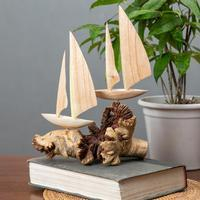 Wood sculpture, 'Sailboat Parade' - Jempinis and Benalu Wood Sailing Boat Sculpture from Bali