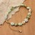 Pulsera con cuentas de cristal con detalles dorados - Pulsera con cuentas de cristal con detalles en oro de 18 k en verde y aguamarina