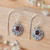 Garnet dangle earrings, 'Passionate Frangipani' - Frangipani-Themed Dangle Earrings with Faceted Garnet Gems