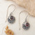 Garnet dangle earrings, 'Passionate Frangipani' - Frangipani-Themed Dangle Earrings with Faceted Garnet Gems