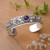 Amethyst and garnet cuff bracelet, 'Dragonfly Arcadia' - Folk Art-Themed Amethyst and Garnet Dragonfly Cuff Bracelet (image 2) thumbail