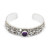 Amethyst and garnet cuff bracelet, 'Dragonfly Arcadia' - Folk Art-Themed Amethyst and Garnet Dragonfly Cuff Bracelet thumbail