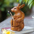 Wood pen holder, 'Single Bunny' - Handcrafted Bunny-Themed Suar Wood Pen Holder Made in Bali (image 2) thumbail