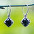 Onyx dangle earrings, 'Mystery of Buddha' - Balinese-Inspired 10-Carat Faceted Onyx Dangle Earrings