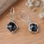 Onyx dangle earrings, 'Mystery of Buddha' - Balinese-Inspired 10-Carat Faceted Onyx Dangle Earrings