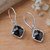 Onyx dangle earrings, 'Mystery of Buddha' - Balinese-Inspired 10-Carat Faceted Onyx Dangle Earrings
