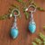 Sterling silver dangle earrings, 'Temple Waters' - Reconstituted Turquoise Lantern Earrings Handcrafted in Bali