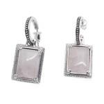 Rose quartz dangle earrings, 'Tender Empress' - Classic-Inspired Rectangular Rose Quartz Dangle Earrings