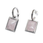 Rose quartz dangle earrings, 'Tender Empress' - Classic-Inspired Rectangular Rose Quartz Dangle Earrings