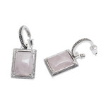 Rose quartz dangle earrings, 'Tender Empress' - Classic-Inspired Rectangular Rose Quartz Dangle Earrings