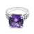 Amethyst solitaire ring, 'Unique Purple' - Polished and Oxidized 5-Carat Amethyst Prong Solitaire Ring thumbail
