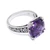Amethyst solitaire ring, 'Unique Purple' - Polished and Oxidized 5-Carat Amethyst Prong Solitaire Ring (image 2d) thumbail