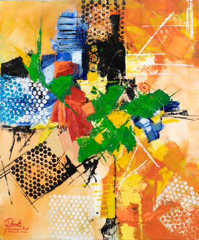 'Rebloom' - Inspirational Abstract Acrylic Painting in a Warm Palette