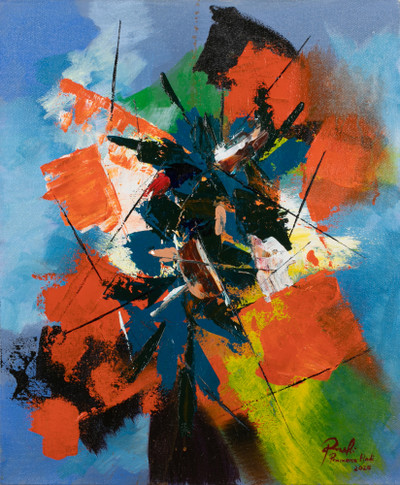 'Back to Spirit' - Inspirational Abstract Acrylic on Canvas Painting from Java