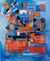 'Train Station' - Blue Orange Brown Modern Abstract Geometric Acrylic Painting