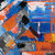 'Train Station' - Blue Orange Brown Modern Abstract Geometric Acrylic Painting