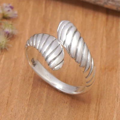 Sterling silver wrap ring, 'Inner Waves' - Modern Swirl-Patterned Sterling Silver Wrap Ring from Bali