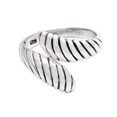 Sterling silver wrap ring, 'Inner Waves' - Modern Swirl-Patterned Sterling Silver Wrap Ring from Bali