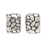 Sterling silver button earrings, 'The Path' - Bubble-Patterned Sterling Silver Button Earrings from Bali