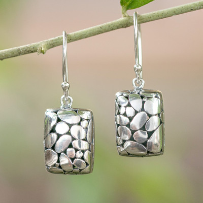 Sterling silver dangle earrings, 'The Dangling Path' - Bubble-Themed Sterling Silver Dangle Earrings Made in Bali