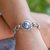 Gold-accented cultured mabe pearl pendant bracelet, 'Blue Sunflower' - Gold-Accented Cultured Mabe Pearl Sunflower Pendant Bracelet