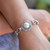 Gold-accented cultured mabe pearl pendant bracelet, 'White Sunflower' - 18k Gold-Accented White Cultured Mabe Pearl Pendant Bracelet