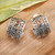 Gold-accented garnet half-hoop earrings, 'Balinese Splendor' - Gold-Accented Silver Garnet Half-Hoop Earrings from Bali