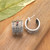 Gold-accented garnet half-hoop earrings, 'Balinese Splendor' - Gold-Accented Silver Garnet Half-Hoop Earrings from Bali