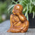 Wood sculpture, 'Love for Myself' - Artisan-Made Buddha-Themed Polished Suar Wood Sculpture