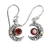 Gold-accented garnet dangle earrings, 'A Night of Crimson' - Moon-Themed Natural Garnet Dangle Earrings with Gold Accents