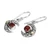 Gold-accented garnet dangle earrings, 'A Night of Crimson' - Moon-Themed Natural Garnet Dangle Earrings with Gold Accents