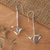 Blue topaz dangle earrings, 'Trapeze Serenity' - Minimalist Blue Topaz and Sterling Silver Dangle Earrings