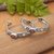 Gold-accented garnet half-hoop earrings, 'Garden of Romance' - Vine-Themed Garnet Half-Hoop Earrings with 18k Golden Accent