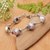 Gold-accented cultured mabe pearl station bracelet, 'Chic Pink' - Gold-Accented Cultured Mabe Pearl Silver Station Bracelet