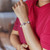Gold-accented cultured mabe pearl station bracelet, 'Chic Pink' - Gold-Accented Cultured Mabe Pearl Silver Station Bracelet