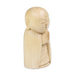Wood sculpture, 'Gentle Jizo' - Hand-Carved Buddhist Jizo-Themed Crocodile Wood Sculpture