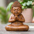 Wood sculpture, 'Buddha Curls' - Artisan-Made Polished Suar Wood Buddha Sculpture from Bali