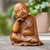 Wood sculpture, 'Smiling Sage' - Polished Hand-Carved Suar Wood Buddha Sculpture from Bali (image 2) thumbail