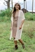 Knit long jacket, 'Vanilla Allure' - Vanilla Knit Long Jacket with Open Front and Short Sleeves