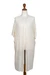 Knit long jacket, 'Vanilla Allure' - Vanilla Knit Long Jacket with Open Front and Short Sleeves
