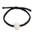 Cotton braided pendant bracelet, 'Hades Bonds' - Inspirational Unisex Black Cotton Skull Pendant Bracelet